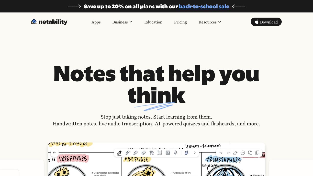 Notability website screenshot