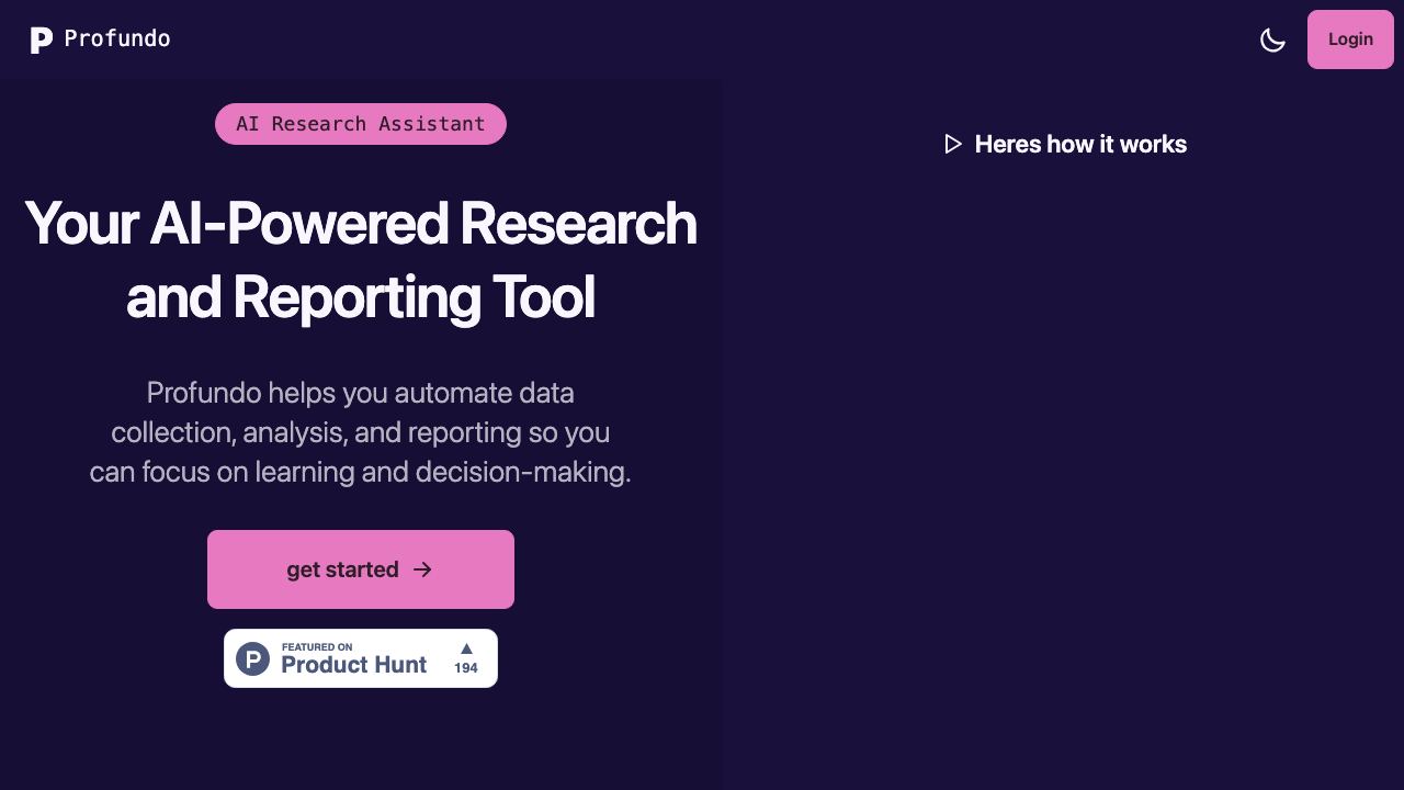 Profundo website screenshot