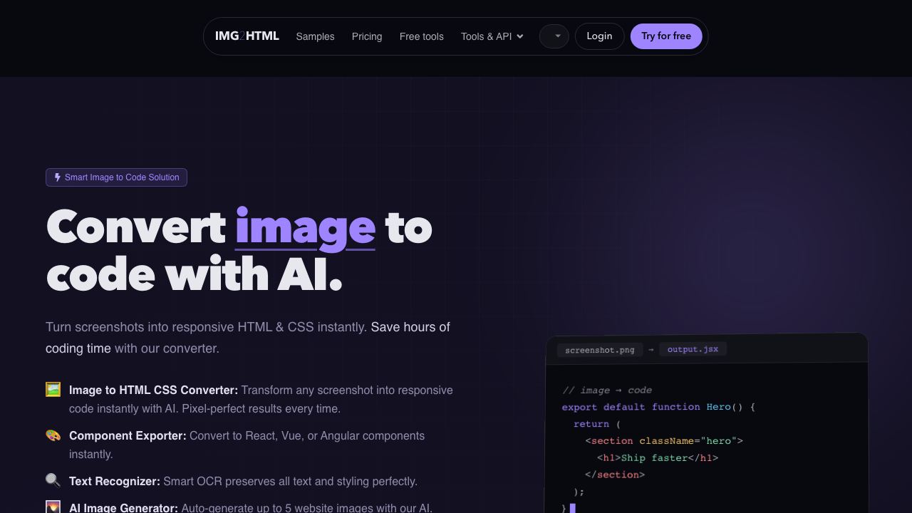 Img2html 网站截图