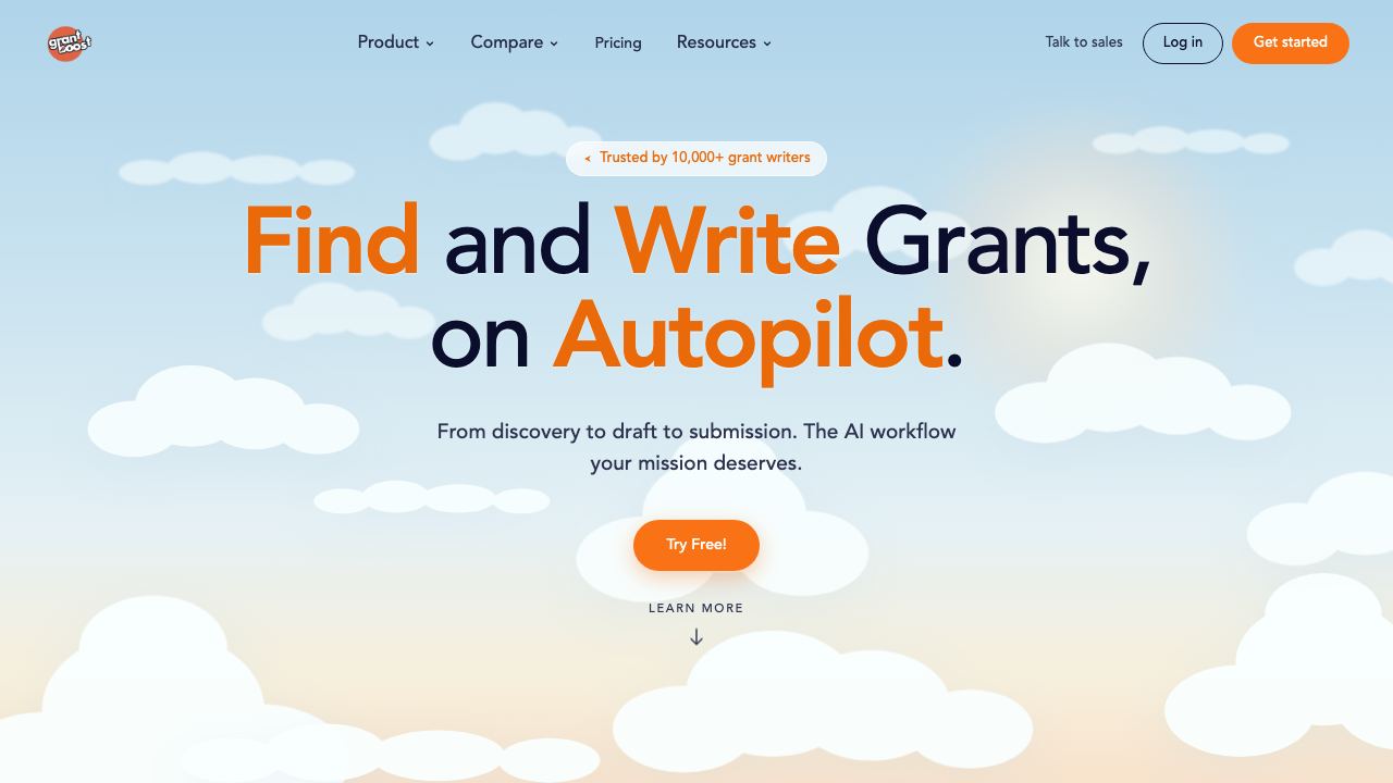 Grantboost website screenshot
