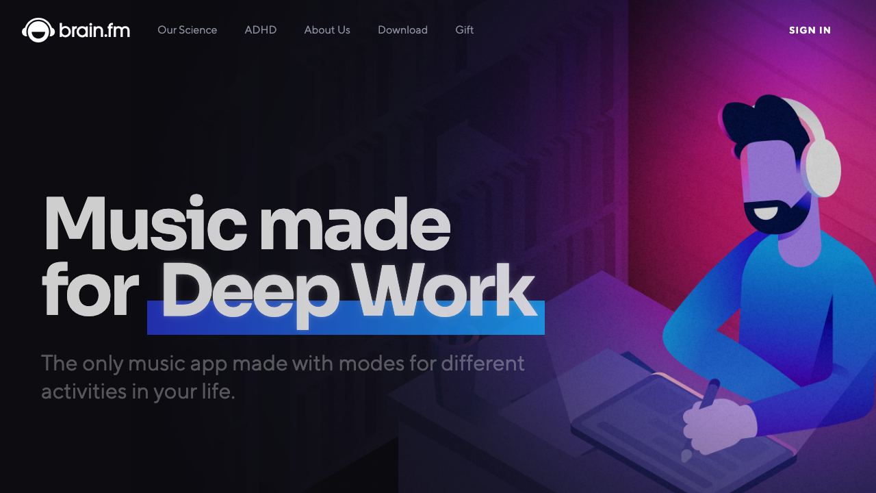 Brain.fm website screenshot