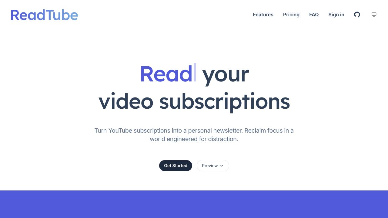 ReadTube website screenshot