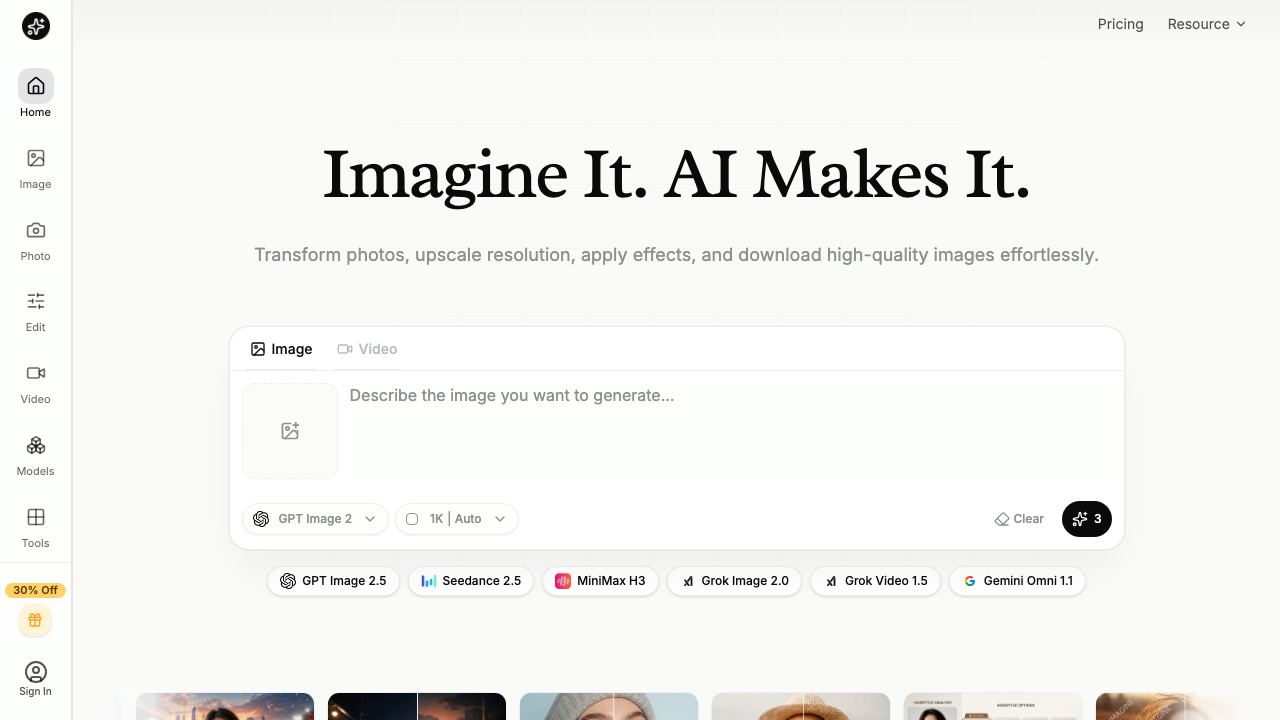 AI Imagine website screenshot