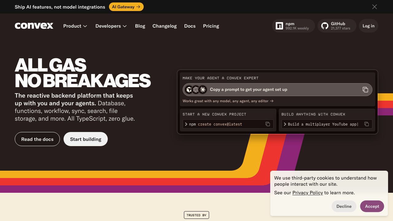Convex website screenshot