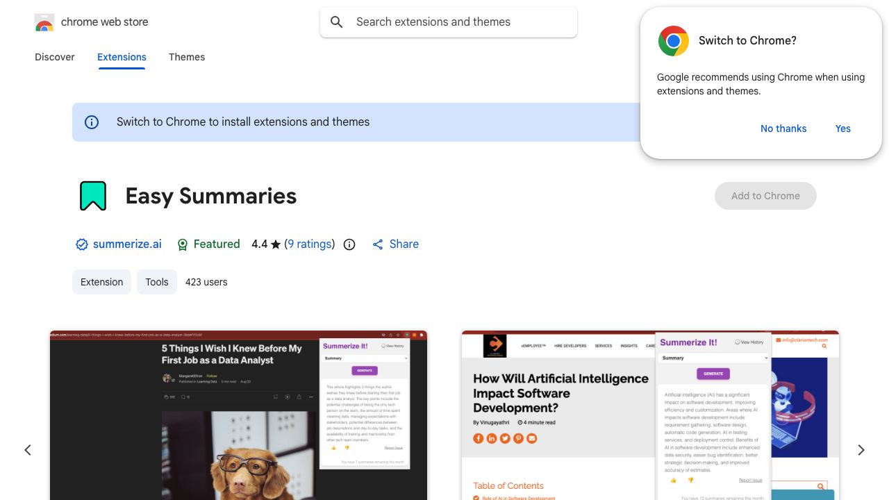 Easy Summaries 网站截图
