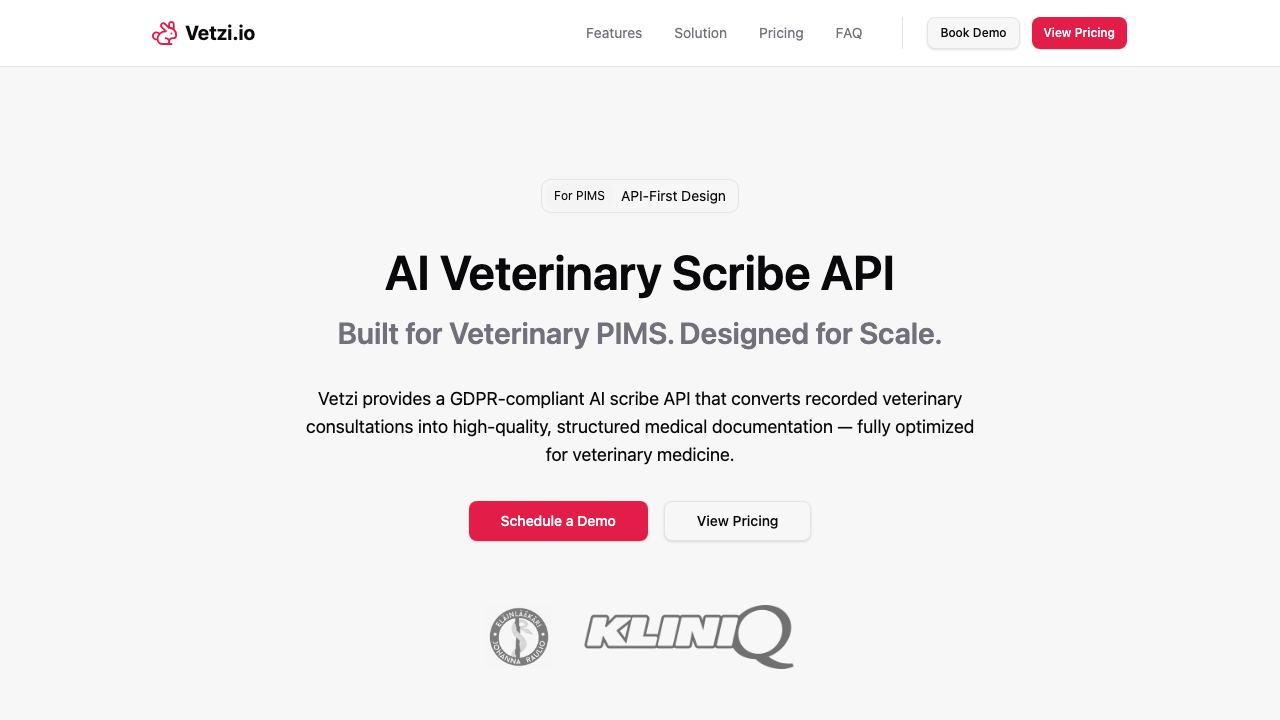 Vetzi.io 网站截图