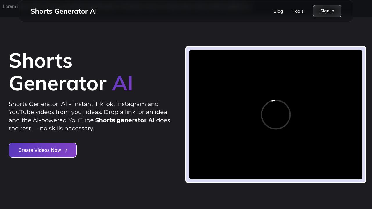 Shorts Generator 网站截图