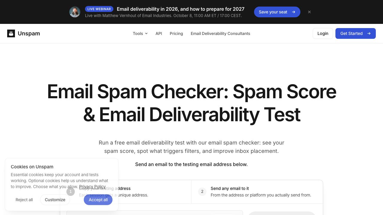 Unspam AI 网站截图