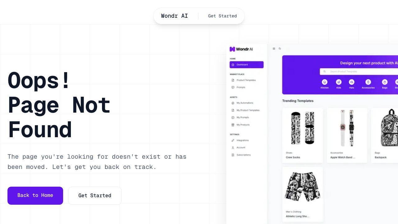 Wondr AI – AI Print on Demand Automation website screenshot