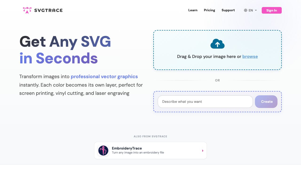 svgtrace.com website screenshot
