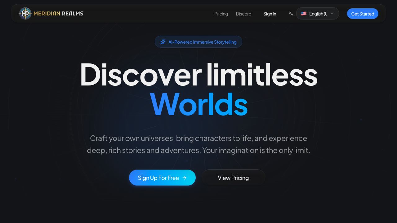 Meridian Realms website screenshot
