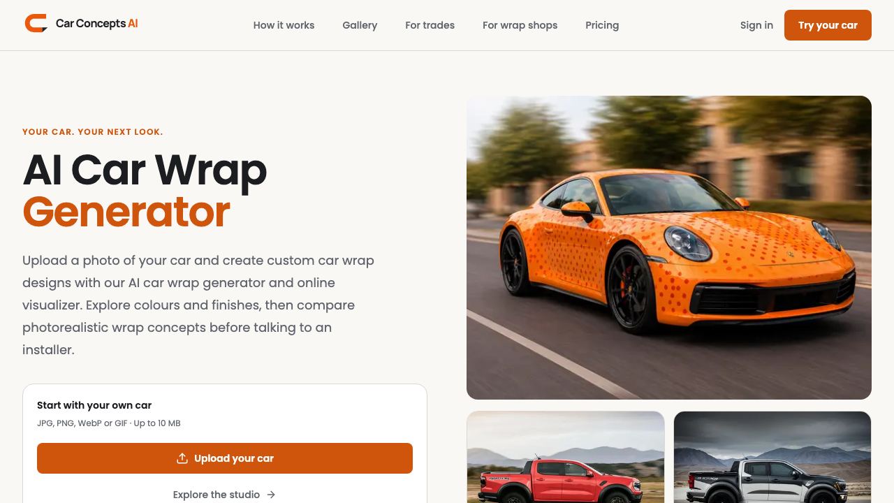 Car Concepts AI website screenshot