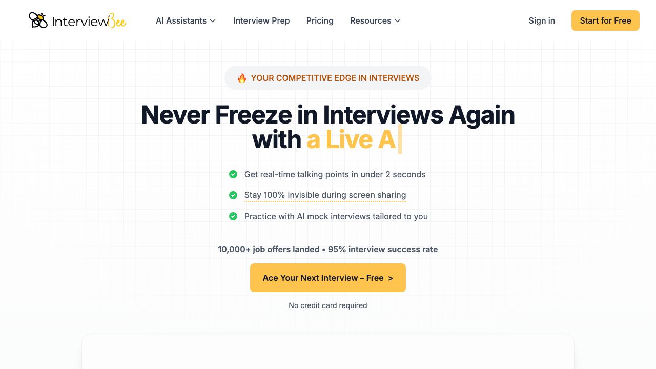 InterviewBee AI 网站截图