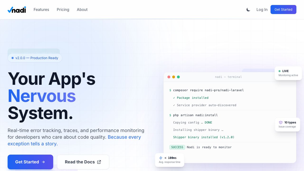 Nadi website screenshot