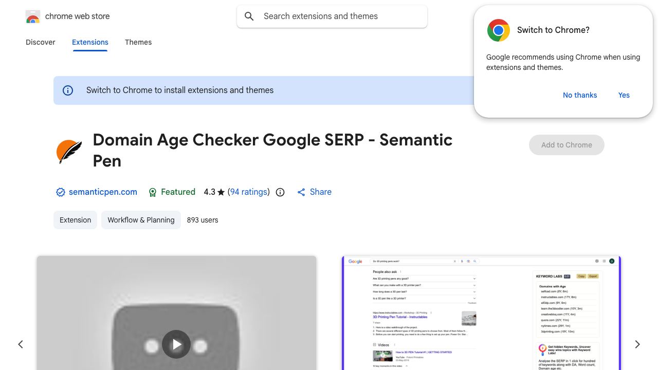 Domain Age Finder Google SERP - Semantic Pen 网站截图
