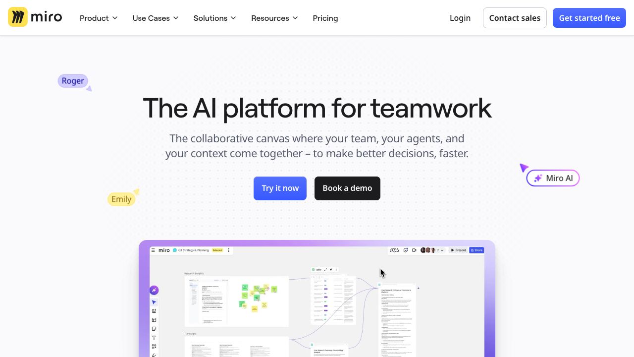 Miro AI website screenshot