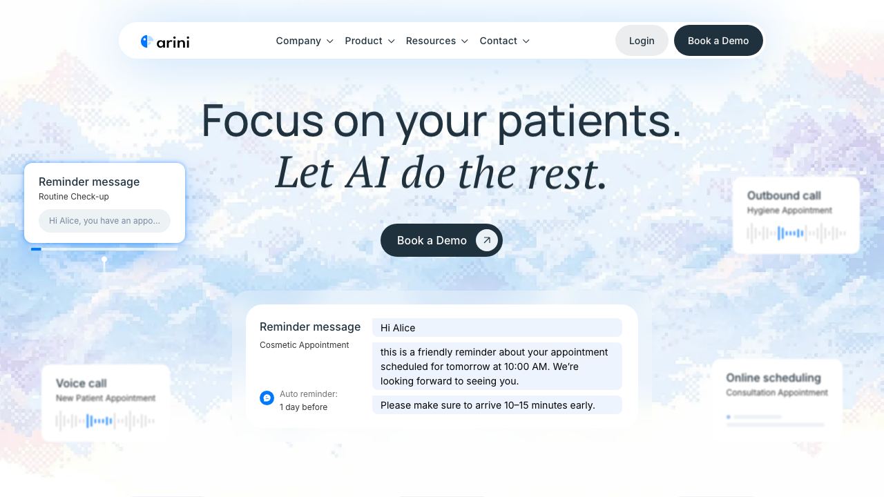 Arini website screenshot