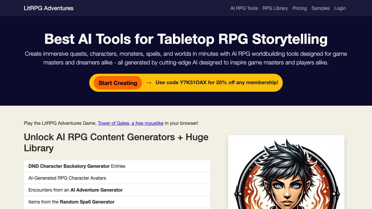 LitRPG Adventures 网站截图