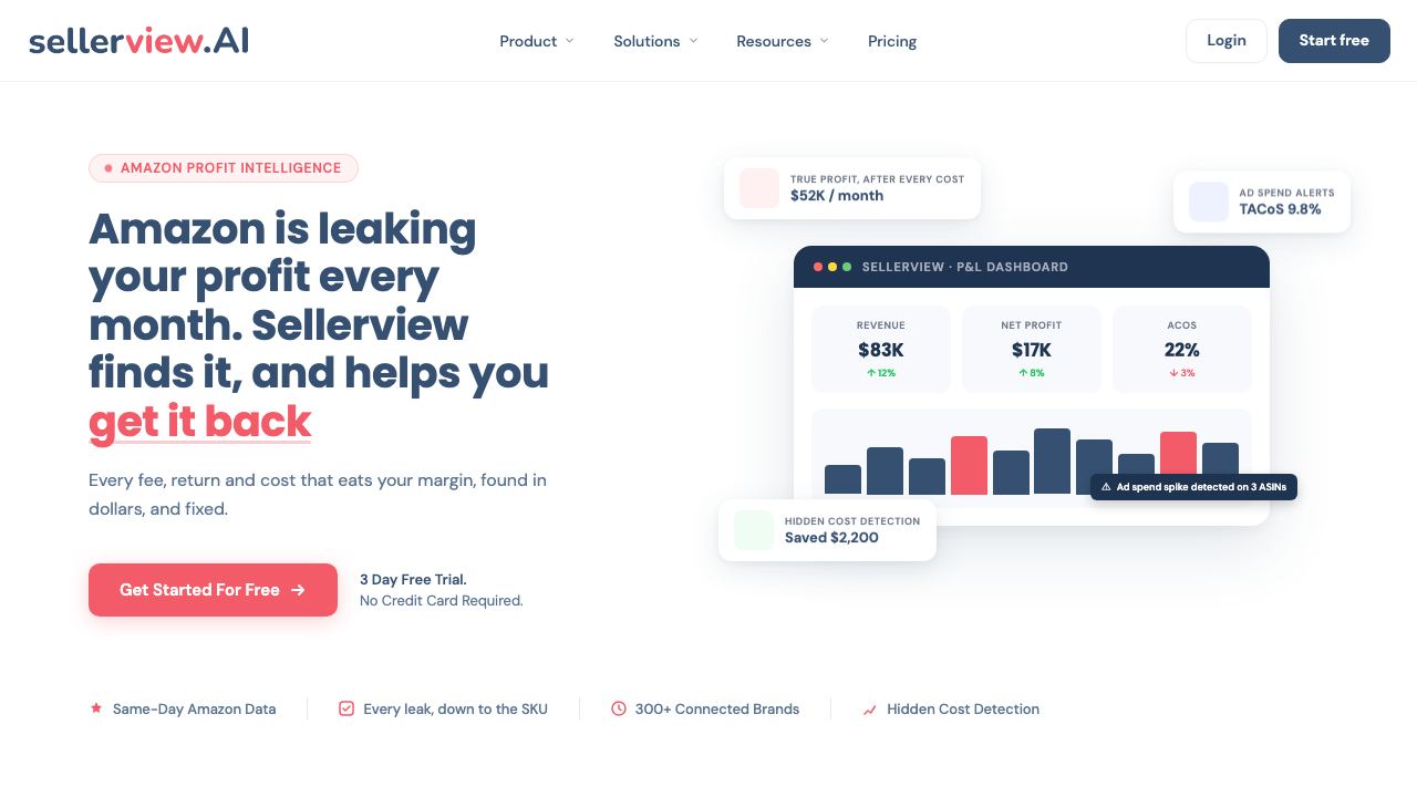 Sellerview.ai 网站截图