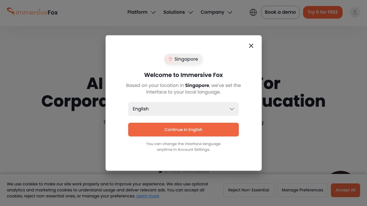 Immersive Fox 网站截图