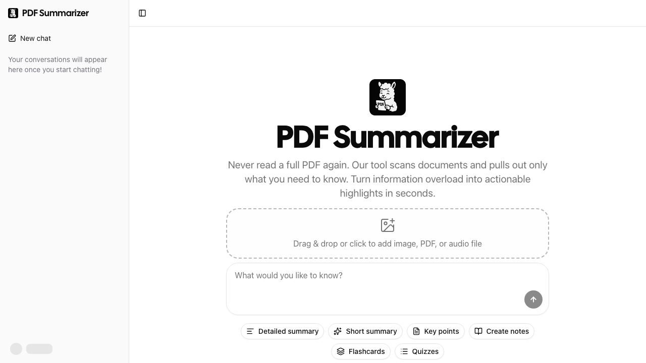 PDF Summarizer website screenshot