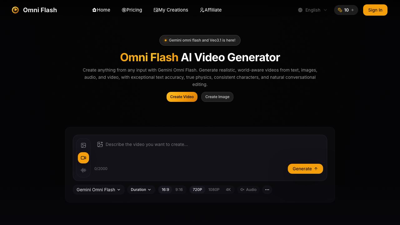Omni Flash 网站截图