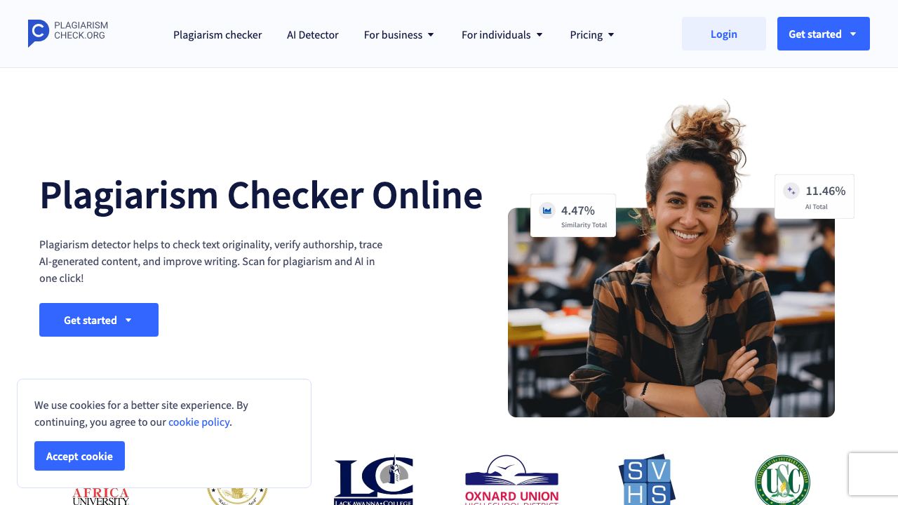 Plagiarismcheck.org website screenshot