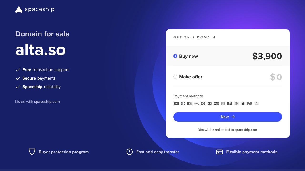 Alta website screenshot