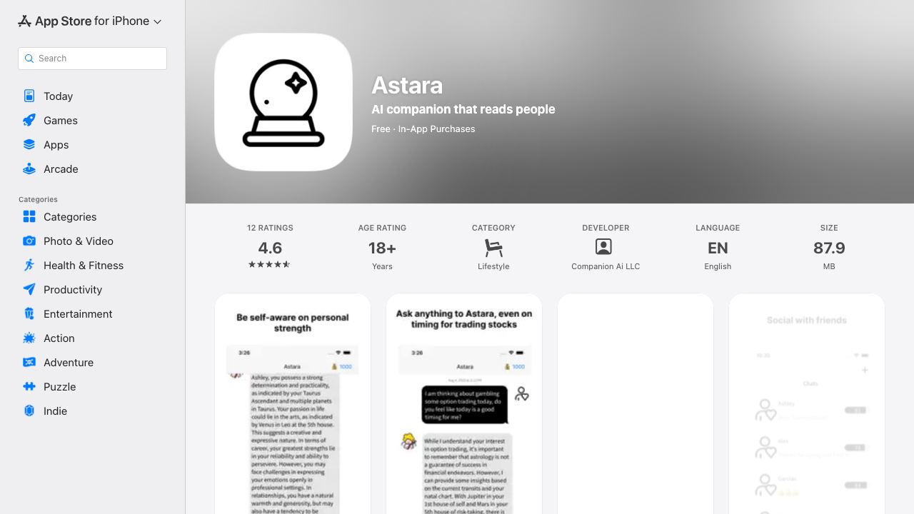 Astara website screenshot