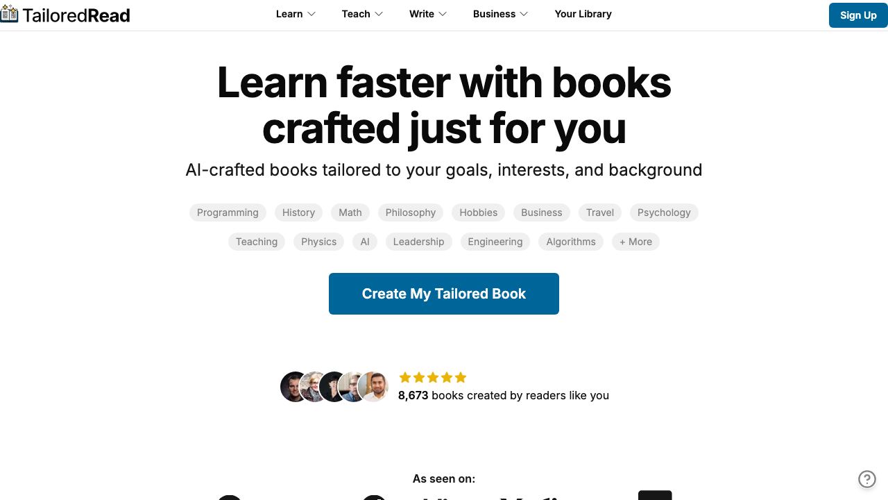 TailoredRead website screenshot