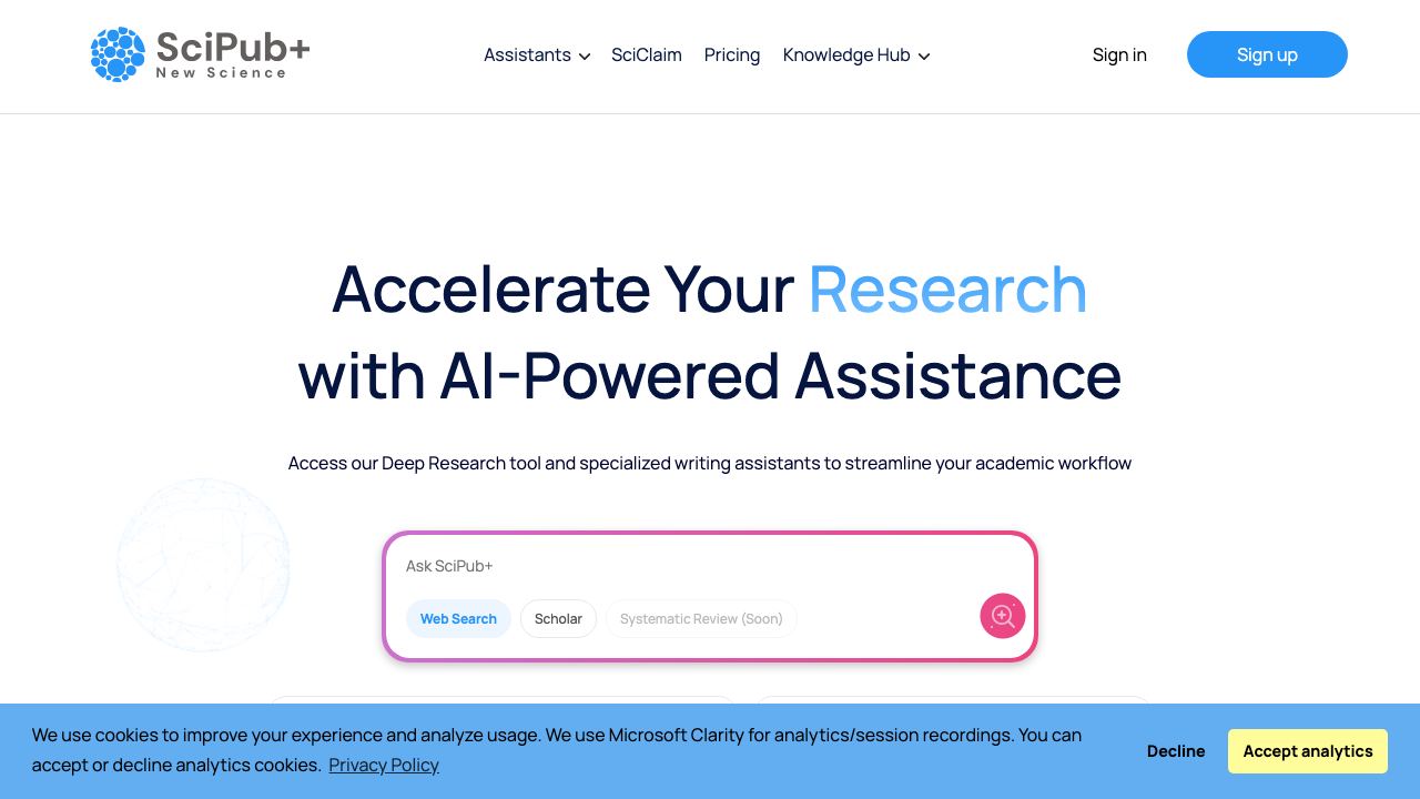 SciPubPlus website screenshot
