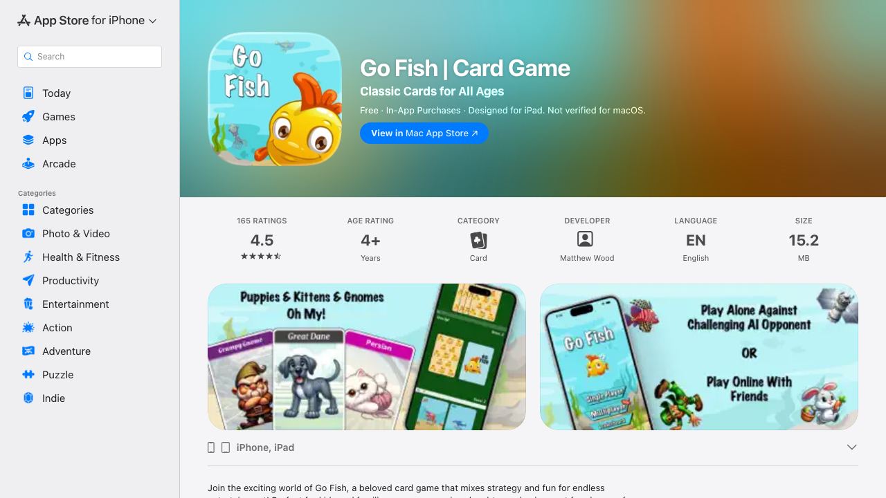 Go Fish | Card Game 网站截图