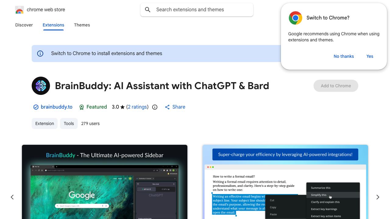 BrainBuddy: AI Assistant with ChatGPT & Bard 网站截图