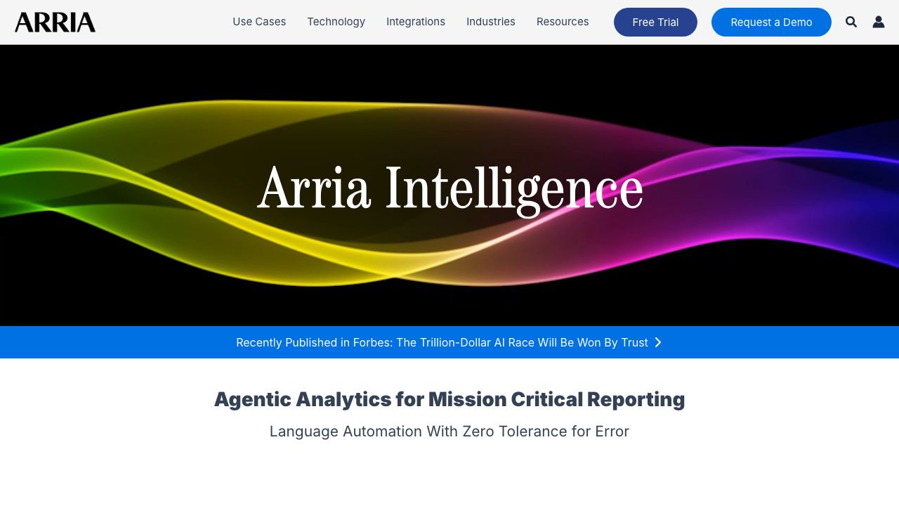 ARRIA website screenshot