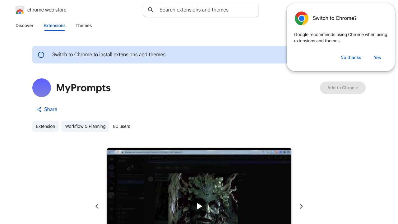 MyPrompts website screenshot