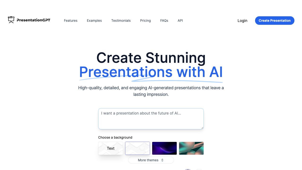 PresentationGPT website screenshot