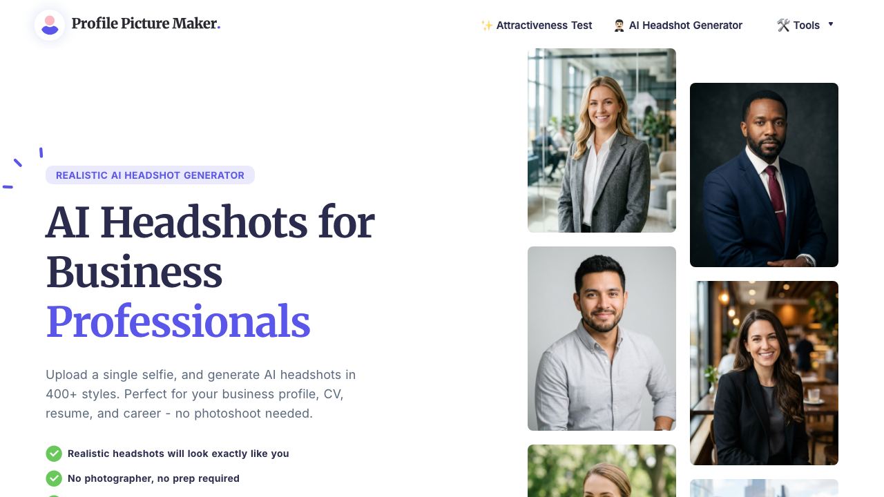 SnapHeadshots 网站截图