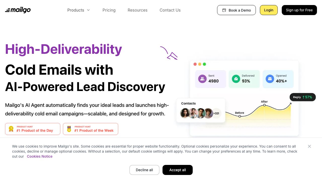Mailgo website screenshot