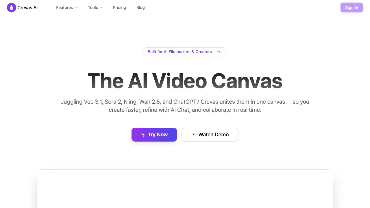 Crevas: AI Video Figma 网站截图