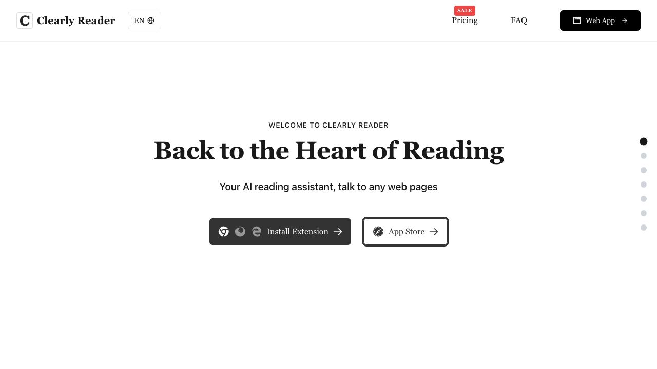 Clearly Reader website screenshot