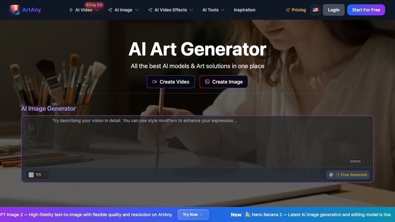 ArtAny AI 网站截图