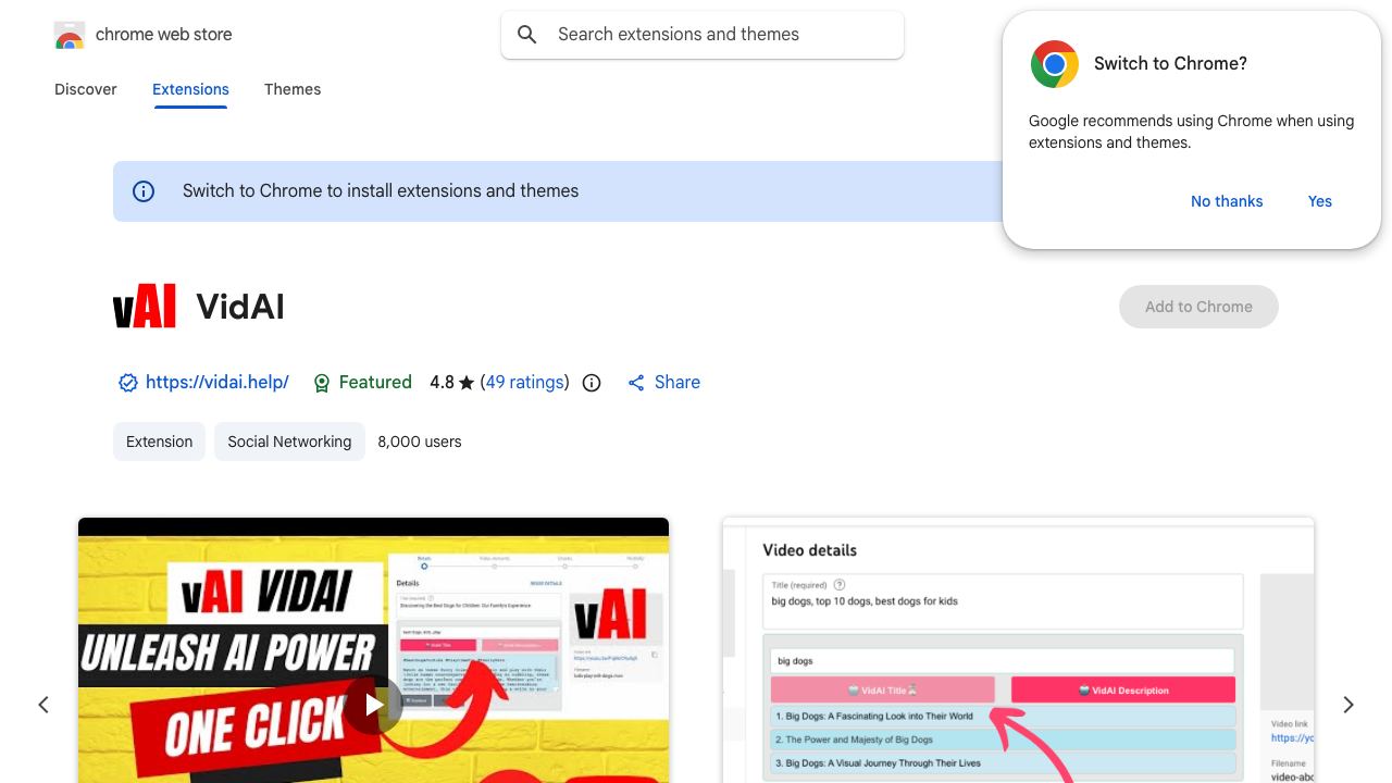 VidAI 网站截图