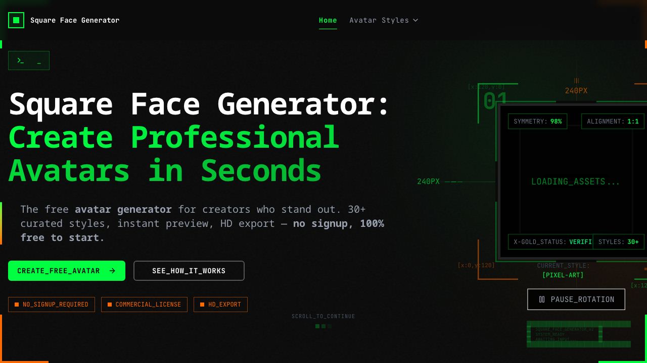 Square Face Generator 网站截图