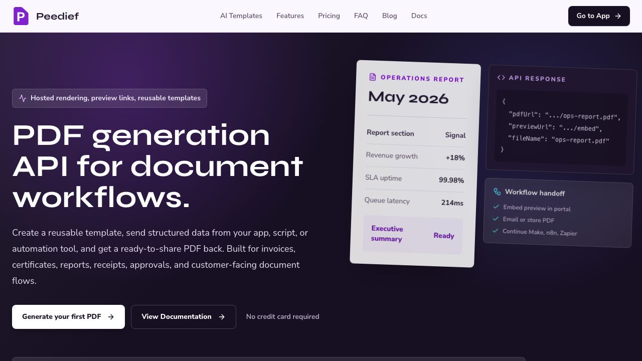 Peedief website screenshot