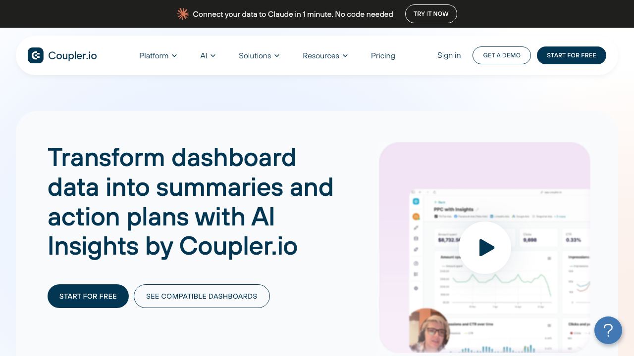 AI Insights by Coupler.io 网站截图