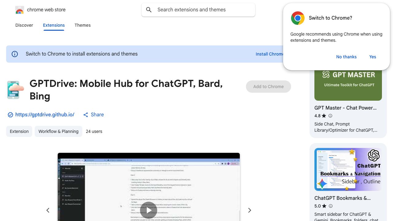 GPTDrive: Mobile Hub for ChatGPT, Bard, Bing 网站截图