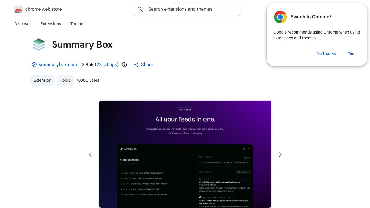 Summary Box website screenshot