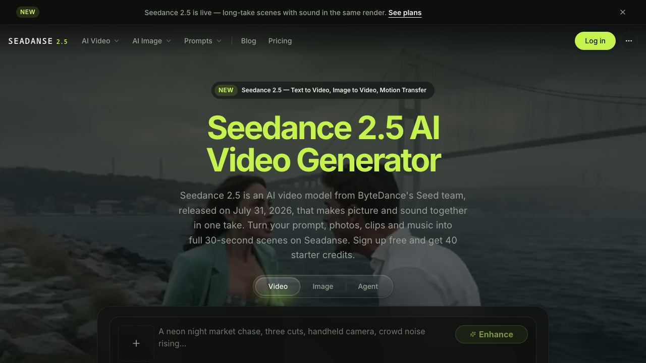Seadanse website screenshot