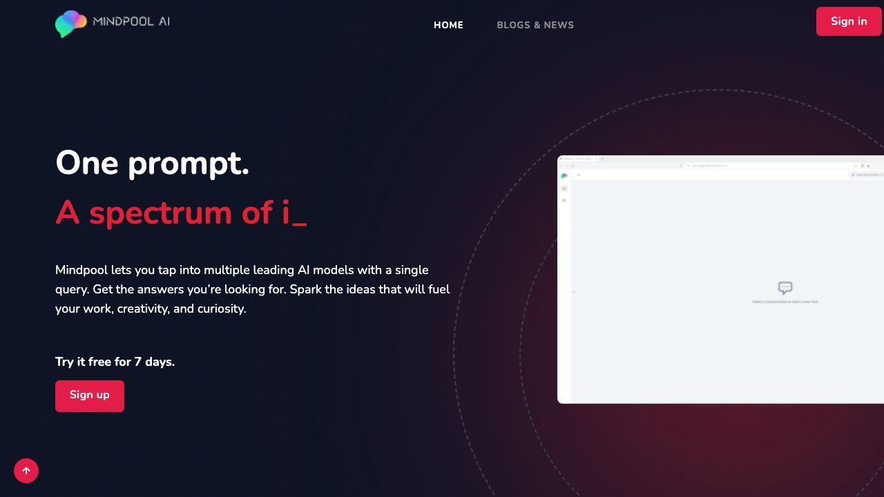 Mindpool AI - Beta website screenshot