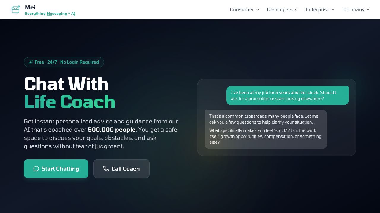 Chat with AI Life Coach 网站截图